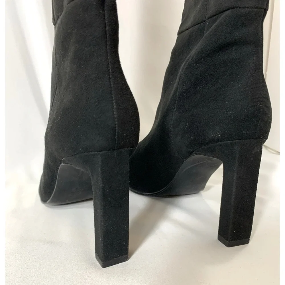 Mango MNG Suede Boots Womens 37 Black Knee High Slim 3